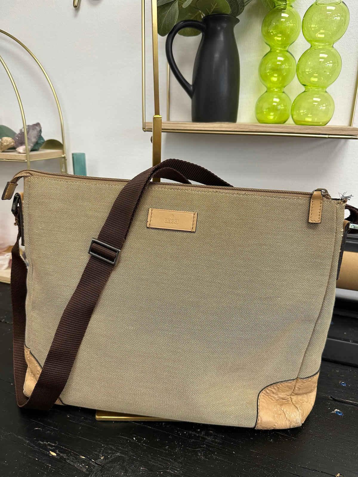 Gucci Canvas and Leather Crossbody Bag